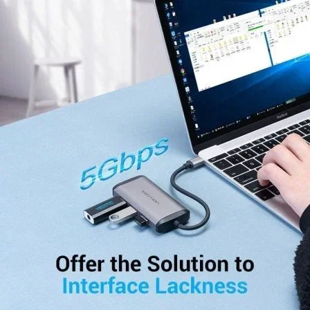 Vention TGSHB Hub USB-C 3 puertos USB 3.0 HDMI 4K VGA USB-C PD Gris